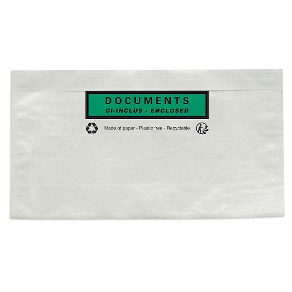 Samoprzylepna kieszeń papierowa z napisem "Documents enclosed" - 1