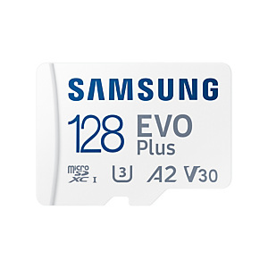 Samsung Carte MicroSD EVO Plus (2024) 128 Go, 128 Go, MicroSDXC, UHS-I, 160 Mo/s, Class 3 (U3), V30 MB-MC128SA/EU