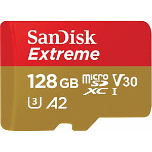 SanDisk 128GB Extreme microSDXC, 128 Go, MicroSDXC, Classe 10, 100 Mo/s, 90 Mo/s, Class 3 (U3) SDSQXA1-128G-GN6MA