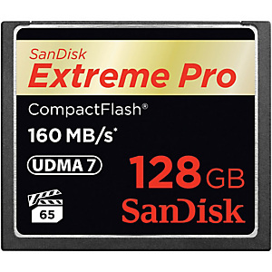 SanDisk 128GB Extreme Pro CF 160MB/s, 128 Go, CompactFlash, 160 Mo/s, 150 Mo/s SDCFXPS-128G-X46 SanDisk 128GB Extreme Pro CF 160MB/s, 128 Go, CompactFlash, 160 Mo/s, 150 Mo/s SDCFXPS-128G-X46