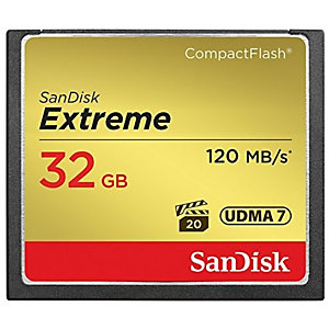 SanDisk 32GB Extreme, 32 Go, CompactFlash, 120 Mo/s, 85 Mo/s, Noir, Or, Rouge SDCFXSB-032G-G46