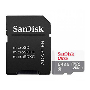 SanDisk 64GB Ultra microSDXC, 64 Go, MicroSDXC, Classe 10, 100 Mo/s, 10 Mo/s, Gris SDSQUNR-064G-GN3MA SanDisk 64GB Ultra microSDXC, 64 Go, MicroSDXC, Classe 10, 100 Mo/s, 10 Mo/s, Gris SDSQUNR-064G-GN3MA