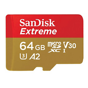 SanDisk Carte mémoire microSDXC Extreme Class 10 A2 V30 170/80MB/s avec Adaptateur SD - 64GB