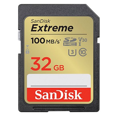 SanDisk Carte mémoire SDHC Extreme Class 10 V30 U3 100MB/s - 32GB