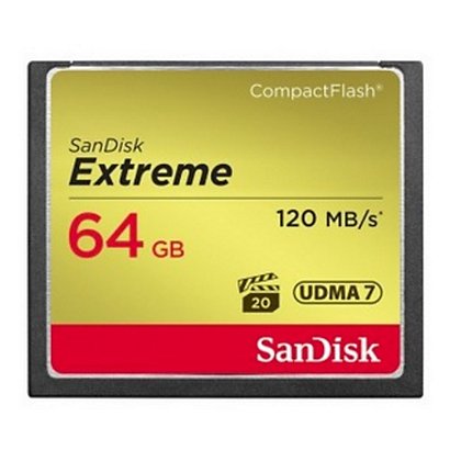 Sandisk CF Extreme 64GB, 64 GB, CompactFlash, 120 MB/s, 85 MB/s, Negro SDCFXSB-064G-G46