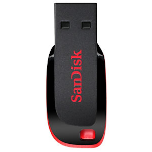 SanDisk Cruzer Blade, 16 Go, USB Type-A, 2.0, Sans capuchon, 2,5 g, Noir, Rouge SDCZ50-016G-B35