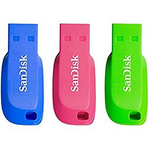 Sandisk Cruzer Blade 16GB, 16 GB, USB tipo A, 2.0, Sin tapa, Azul, Verde, Rosa SDCZ50C-016G-B46T
