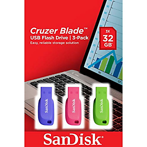 Sandisk Cruzer Blade 3x 32GB, 32 GB, USB tipo A, 2.0, Sin tapa, Azul, Verde, Rosa SDCZ50C-032G-B46T Sandisk Cruzer Blade 3x 32GB, 32 GB, USB tipo A, 2.0, Sin tapa, Azul, Verde, Rosa SDCZ50C-032G-B46T