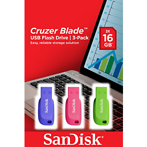 SanDisk Cruzer Blade Unidad flash USB 2.0, 16 GB, colores surtidos SanDisk Cruzer Blade Unidad flash USB 2.0, 16 GB, colores surtidos