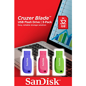 SanDisk Cruzer Blade Unidad flash USB 2.0, 32 GB, colores surtidos SanDisk Cruzer Blade Unidad flash USB 2.0, 32 GB, colores surtidos