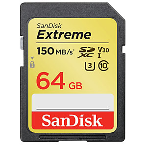 SanDisk Exrteme 64 GB, 64 Go, SDXC, Classe 10, UHS-I, 150 Mo/s, 60 Mo/s SDSDXV6-064G-GNCIN