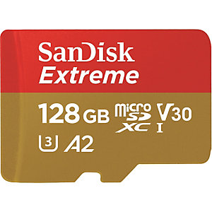 Sandisk Extreme, 128 GB, MicroSDXC, 160 MB/s, 90 MB/s, Class 3 (U3), V30 SDSQXAA-128G-GN6AA