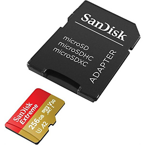 Sandisk Extreme, 256 GB, MicroSDXC, Clase 3, UHS-I, 160 MB/s, 90 MB/s SDSQXA1-256G-GN6GN Sandisk Extreme, 256 GB, MicroSDXC, Clase 3, UHS-I, 160 MB/s, 90 MB/s SDSQXA1-256G-GN6GN