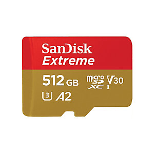 SanDisk Extreme, 512 Go, MicroSDHC, Classe 10, UHS-I, 190 Mo/s, 130 Mo/s SDSQXAV-512G-GN6MA
