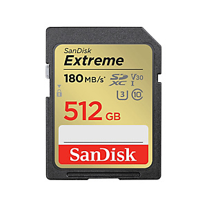 SanDisk Extreme, 512 Go, SDXC, Classe 10, UHS-I, 180 Mo/s, 130 Mo/s SDSDXVV-512G-GNCIN SanDisk Extreme, 512 Go, SDXC, Classe 10, UHS-I, 180 Mo/s, 130 Mo/s SDSDXVV-512G-GNCIN