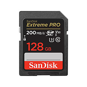Sandisk Extreme PRO, 128 GB, SDXC, Clase 10, 200 MB/s, 90 MB/s, Class 3 (U3) SDSDXXD-128G-GN4IN