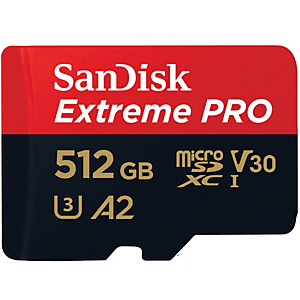 Sandisk Extreme Pro, 512 GB, MicroSDXC, Clase 10, UHS-I, 170 MB/s, 90 MB/s SDSQXCZ-512G-GN6MA Sandisk Extreme Pro, 512 GB, MicroSDXC, Clase 10, UHS-I, 170 MB/s, 90 MB/s SDSQXCZ-512G-GN6MA