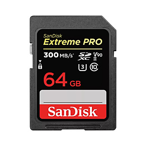 Sandisk Extreme PRO, 64 GB, SDXC, Clase 10, UHS-II, 300 MB/s, 260 MB/s SDSDXDK-064G-GN4IN Sandisk Extreme PRO, 64 GB, SDXC, Clase 10, UHS-II, 300 MB/s, 260 MB/s SDSDXDK-064G-GN4IN