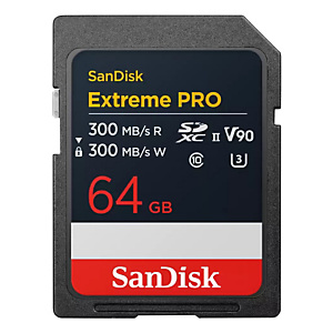 SanDisk Extreme PRO, 64 Go, SDXC, Classe 10, UHS-II, 300 Mo/s, 300 Mo/s SDSDXDM-064G-GN4IN SanDisk Extreme PRO, 64 Go, SDXC, Classe 10, UHS-II, 300 Mo/s, 300 Mo/s SDSDXDM-064G-GN4IN