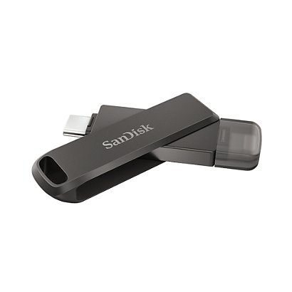 Sandisk iXpand, 256 GB, USB Type-C / Lightning, 3.2 Gen 1 (3.1 Gen 1), Girar, Protección mediante contraseña, Negro SDIX70N-256G-GN6NE - 1