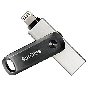 SanDisk iXpand Go, Unidad flash Lightning y USB-A 3.0 , 64 GB, plateado y negro