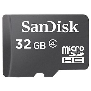 SanDisk microSDHC 32GB, 32 Go, MicroSDHC, Classe 4, 4 Mo/s, Résistant au gel, Résistant aux chocs, Résistant à l’eau, Noir SDSDQM-032G-B35 SanDisk microSDHC 32GB, 32 Go, MicroSDHC, Classe 4, 4 Mo/s, Résistant au gel, Résistant aux chocs, Résistant à l’eau, Noir SDSDQM-032G-B35