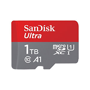 SanDisk Ultra, 1000 Go, MicroSDXC, Classe 10, 120 Mo/s, Class 1 (U1), Gris, Rouge SDSQUA4-1T00-GN6MA