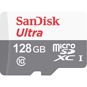 SanDisk Ultra, 128 Go, MicroSDXC, Classe 10, Class 1 (U1), Gris, Blanc SDSQUNR-128G-GN6MN SanDisk Ultra, 128 Go, MicroSDXC, Classe 10, Class 1 (U1), Gris, Blanc SDSQUNR-128G-GN6MN