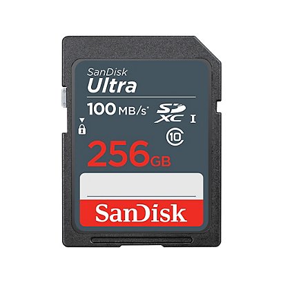 SanDisk Ultra, 256 Go, SDXC, Classe 10, UHS-I, 100 Mo/s, Résistant