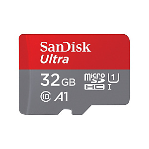 SanDisk Ultra, 32 Go, MicroSDHC, Classe 10, 120 Mo/s, Class 1 (U1), Gris, Rouge SDSQUA4-032G-GN6MA