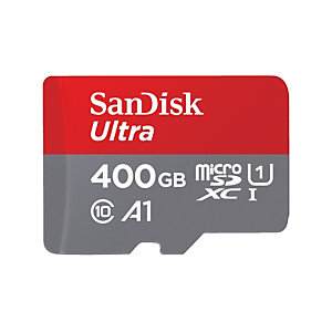 SanDisk Ultra, 400 Go, MicroSDXC, Classe 10, 120 Mo/s, Class 1 (U1), Gris, Rouge SDSQUA4-400G-GN6MA