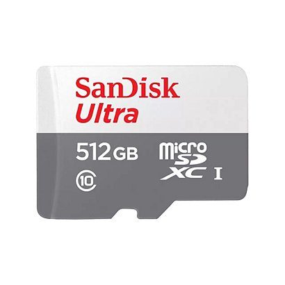 SanDisk Ultra, 512 Go, MicroSDXC, Classe 10, UHS-I, 100 Mo/s, Blanc, Gris SDSQUNR-512G-GN3MN
