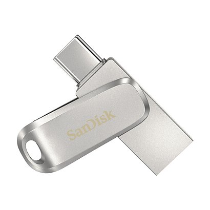 SanDisk Ultra Dual Drive Luxe, 256 Go, USB Type-A / USB Type-C, 3.2 Gen 1 (3.1 Gen 1), 150 Mo/s, Pivotant, Acier inoxydable SDDDC4-256G-G46 - 1
