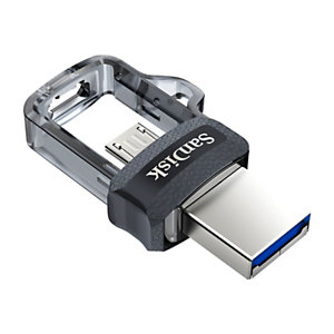 SanDisk Ultra Dual Drive, Unidad flash micro USB y USB-A 3.0, 256 GB, plateado y negro
