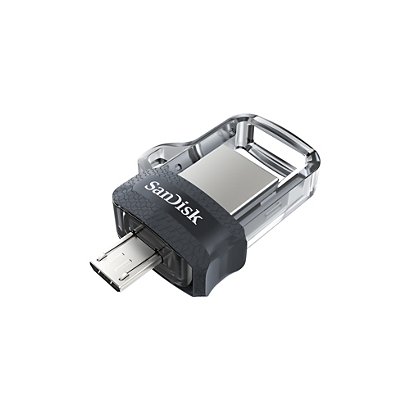Sandisk Ultra Dual m3.0, 128 GB, USB Type-A / Micro-USB, 3.2 Gen 1 (3.1 Gen 1), Deslizar, 5,2 g, Negro, Plata, Transparente SDDD3-128G-G46 - 1