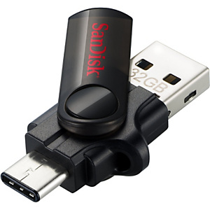 SanDisk Ultra Dual Unidad flash USB 3.0, 32 GB, con conector Type-C™, negro SanDisk Ultra Dual Unidad flash USB 3.0, 32 GB, con conector Type-C™, negro
