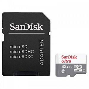 SanDisk Ultra microSD, 32 Go, MicroSDHC, Classe 10, UHS-I, Gris, Rouge SDSQUNR-032G-GN3MA