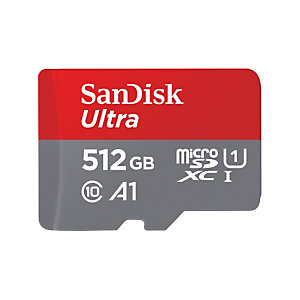 SanDisk Ultra microSD, 512 Go, MicroSDXC, Classe 10, UHS-I, Gris, Rouge SDSQUNR-512G-GN6TA