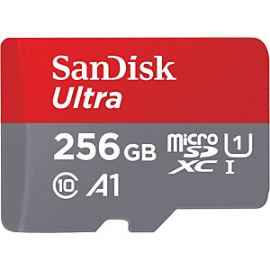 SanDisk Ultra Tarjeta de memoria microSDXC con adaptador SD, UHS-I, clase 10, A1, 120 MB/s, 256 GB, SDSQUA4-256G-GN6MA