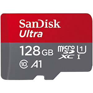 SanDisk Ultra Tarjeta de memoria microSDXC con adaptador SD, UHS-I, clase 10, A1, 140 MB/s, 128 GB, SDSQUAB-128G-GN6MA