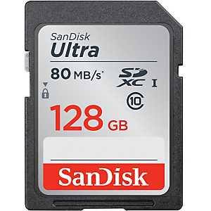 SanDisk Ultra Tarjeta de memoria SDXC, UHS-I, clase 10, 128 GB, 80 Mbps SanDisk Ultra Tarjeta de memoria SDXC, UHS-I, clase 10, 128 GB, 80 Mbps