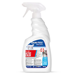 SANITEC Active Chlor Detergente spray profumato con cloro attivo, Flacone spray 750 ml