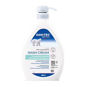 SANITEC Crema detergente idratante corpo SKIN LAB WASH CREAM, Con pantenolo e glicerina, Flacone con erogatore 600 ml