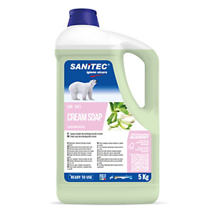 SANITEC Crema di sapone antibatterico CREAM SOAP LUXOR GREEN, Aloe Verde, Flacone 5 l SANITEC Crema di sapone antibatterico CREAM SOAP LUXOR GREEN, Aloe Verde, Flacone 5 l