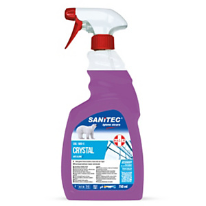 SANITEC Crystal Vetri Antigoccia per vetri e specchi, Flacone spray 750 ml SANITEC Crystal Vetri Antigoccia per vetri e specchi, Flacone spray 750 ml