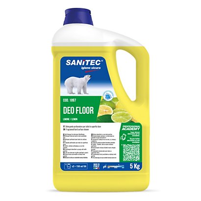 SANITEC Deo Floor Detergente super deodorante concentrato per pavimenti, Limone, Tanica 5 kg
