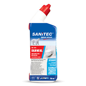 SANITEC Detergente con cloro attivo per WC e orinatoi CHLOR WC GEL, Flacone 750 ml