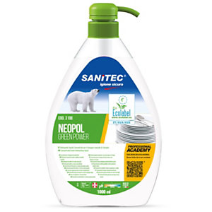 SANITEC Detergente concentrato lavapiatti manuale NEOPOL GREEN POWER, Flacone 1 l