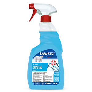 SANITEC Detergente multiuso vetri CRYSTAL ANTI ALONE, Flacone spray 750 ml