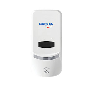 SANITEC Dispenser per sapone/ gel igienizzante mani automatico, 14 x 12,6 x 25,7 cm, bianco.